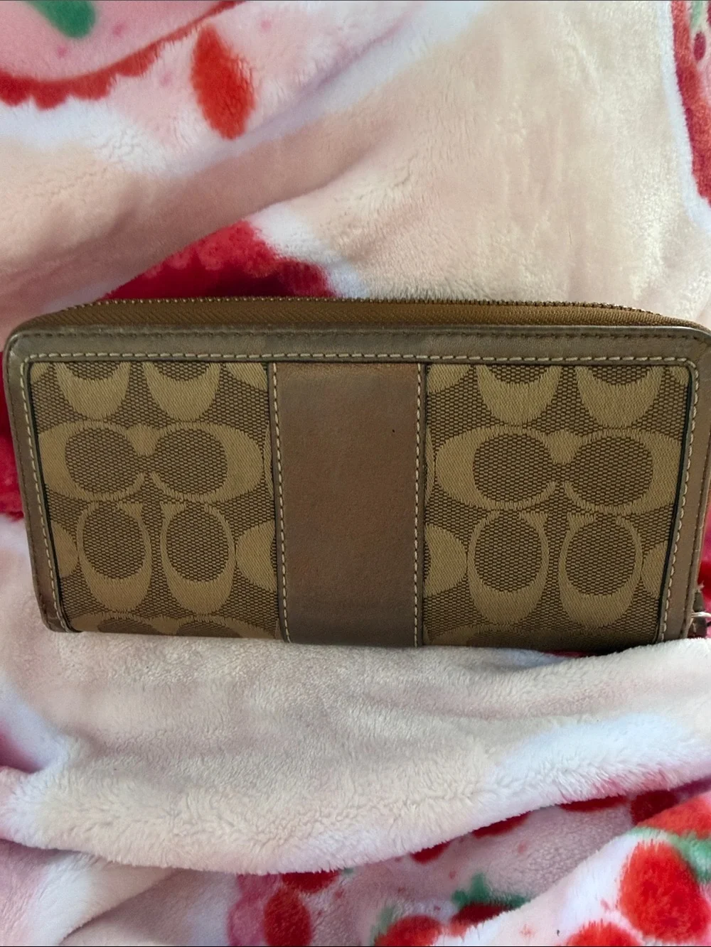 Coach Brown Signature Zip Wallet